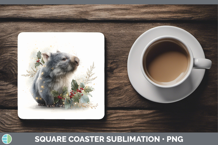 Wombat Safari Christmas Botanicals Square Coaster Sublimatio