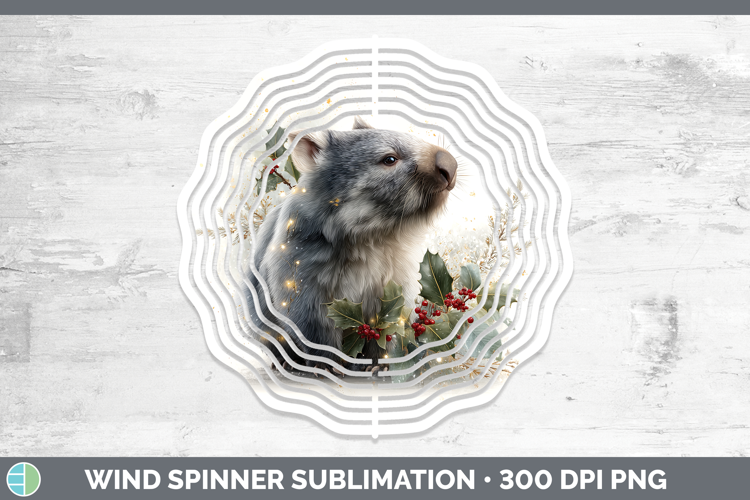 Wombat Safari Christmas Botanicals Wind Spinner Sublimation