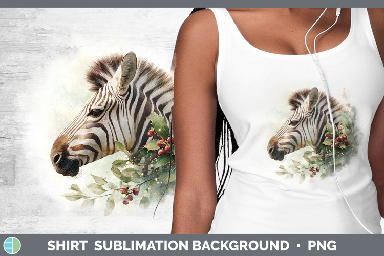 Zebra Safari Christmas Botanicals Shirt Sublimation Design