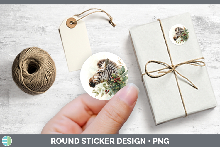 Zebra Safari Christmas Botanicals Stickers Design