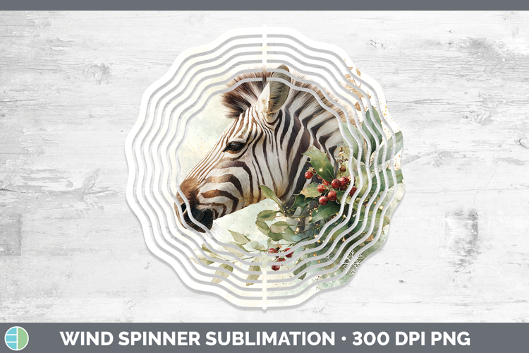 Zebra Safari Christmas Botanicals Wind Spinner Sublimation D