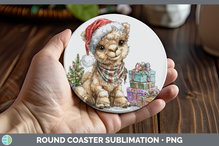 Safari Christmas Santa Camel Round Coaster Sublimation Coast