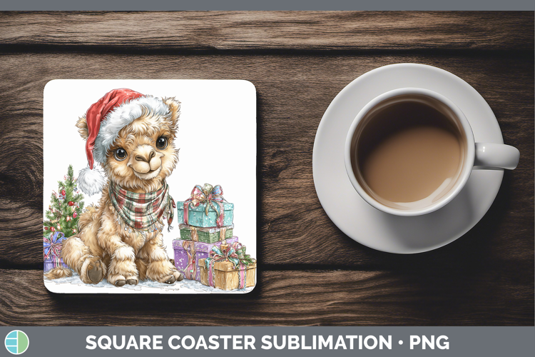 Safari Christmas Santa Camel Square Coaster Sublimation Coas