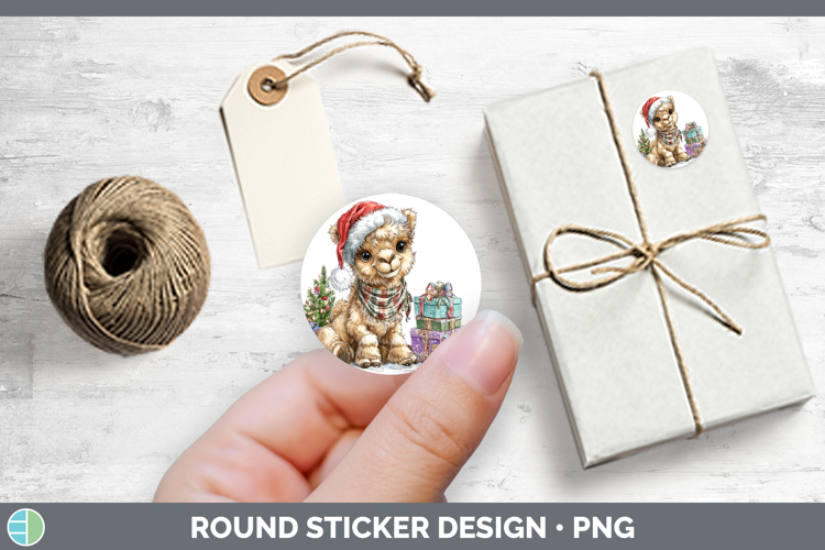 Safari Christmas Santa Camel Stickers | Round Labels Designs