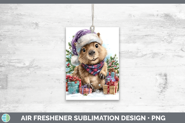 Safari Christmas Santa Capybara Air Freshener Sublimation Ca