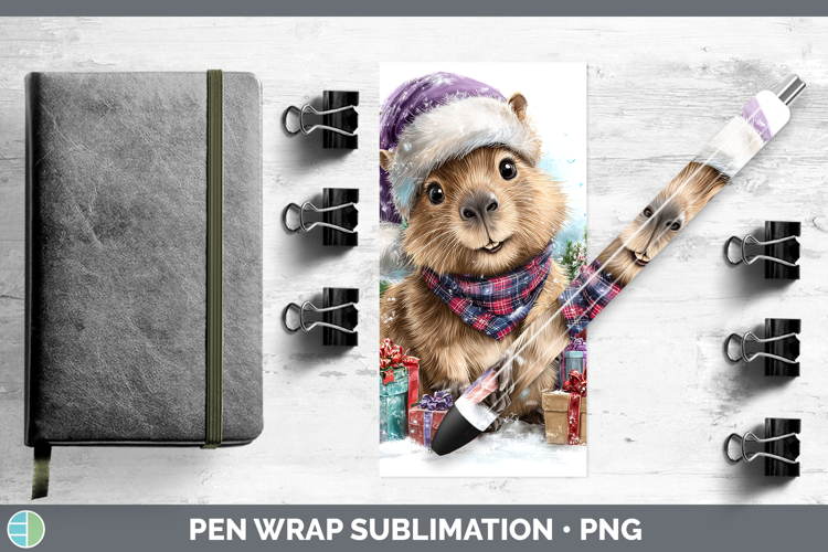 Safari Christmas Santa Capybara Pen Wrap Sublimation Pen Des