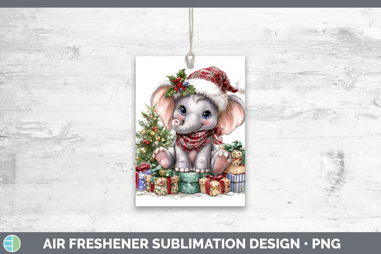 Safari Christmas Santa Elephant Air Freshener Sublimation Ca