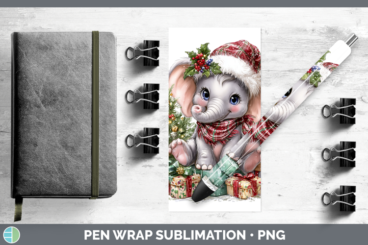 Safari Christmas Santa Elephant Pen Wrap Sublimation Pen Des