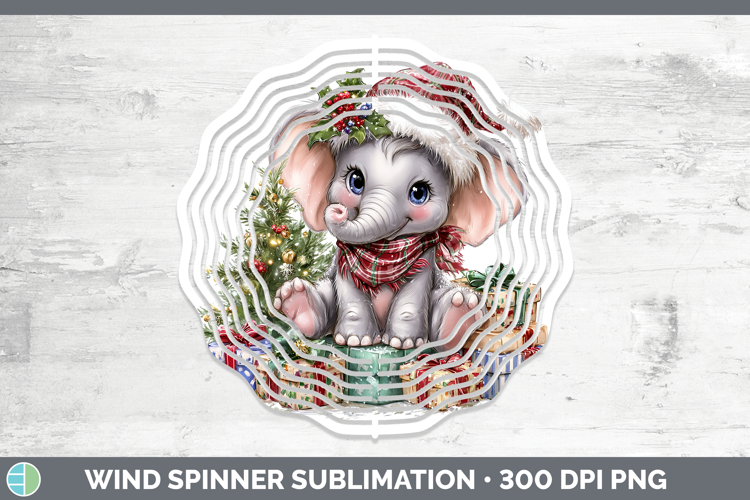 Safari Christmas Santa Elephant Wind Spinner Sublimation Spi