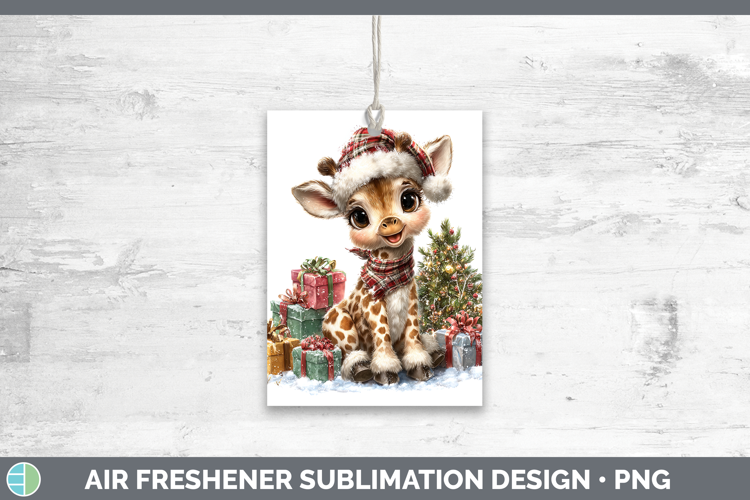 Safari Christmas Santa Giraffe Air Freshener Sublimation Car