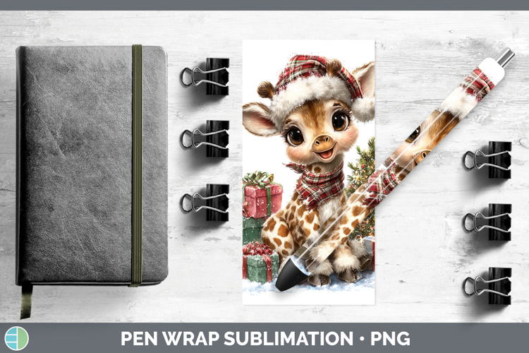 Safari Christmas Santa Giraffe Pen Wrap Sublimation Pen Desi