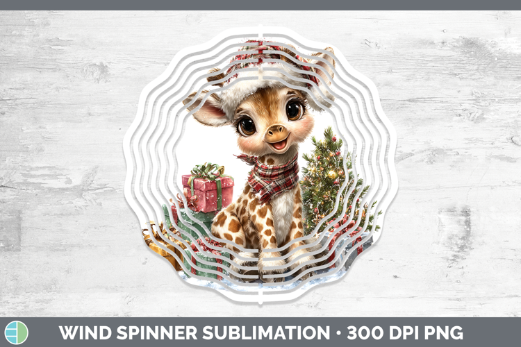 Safari Christmas Santa Giraffe Wind Spinner Sublimation Spin
