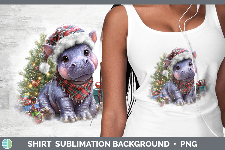 Safari Christmas Santa Hippo Shirt Sublimation Background De