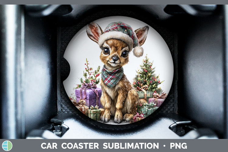 Safari Christmas Santa Impala Car Coaster Sublimation Desig