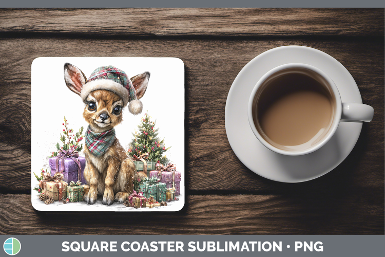 Safari Christmas Santa Impala Square Coaster Sublimation Coa