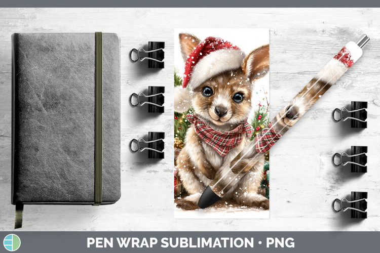 Safari Christmas Santa Kangaroo Pen Wrap Sublimation Pen Des