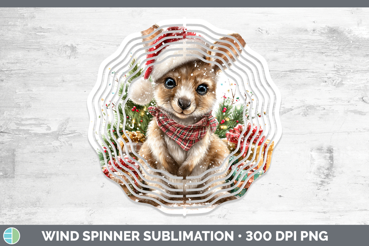 Safari Christmas Santa Kangaroo Wind Spinner Sublimation Spi