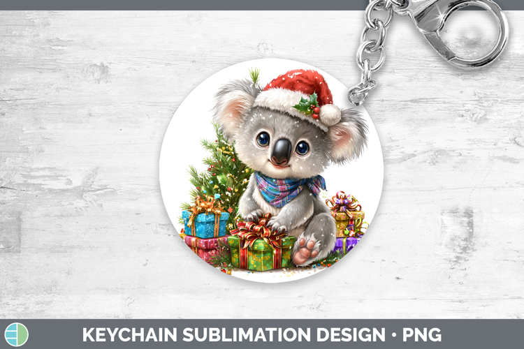 Safari Christmas Santa Koala Keychain Sublimation Keyring De