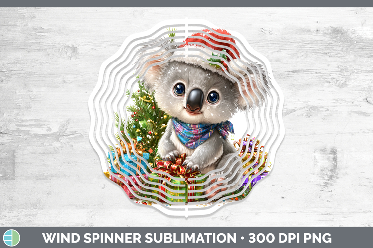 Safari Christmas Santa Koala Wind Spinner Sublimation Spinne
