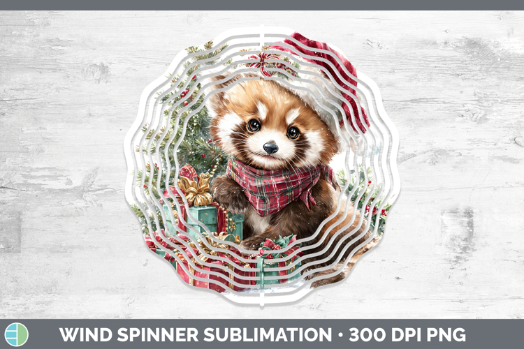 Safari Christmas Santa Red Panda Wind Spinner Sublimation Sp