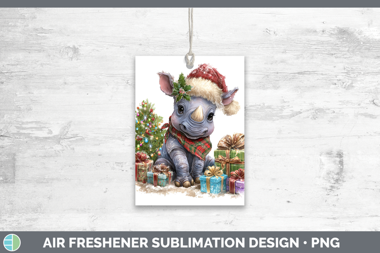 Safari Christmas Santa Rhino Air Freshener Sublimation Car F