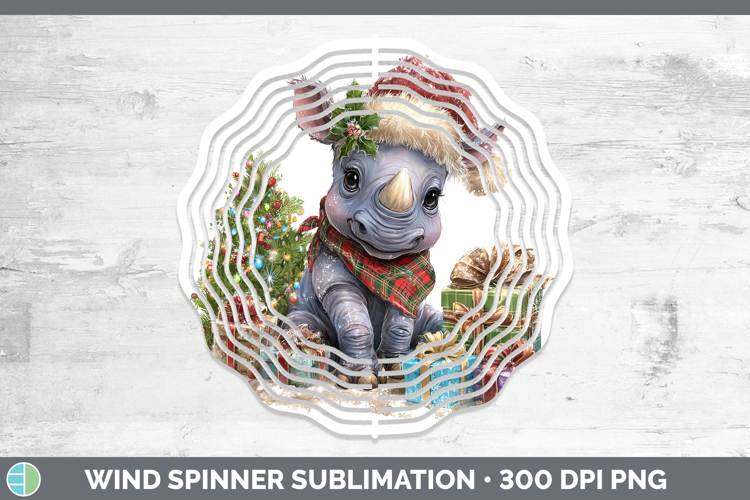 Safari Christmas Santa Rhino Wind Spinner Sublimation Spinne