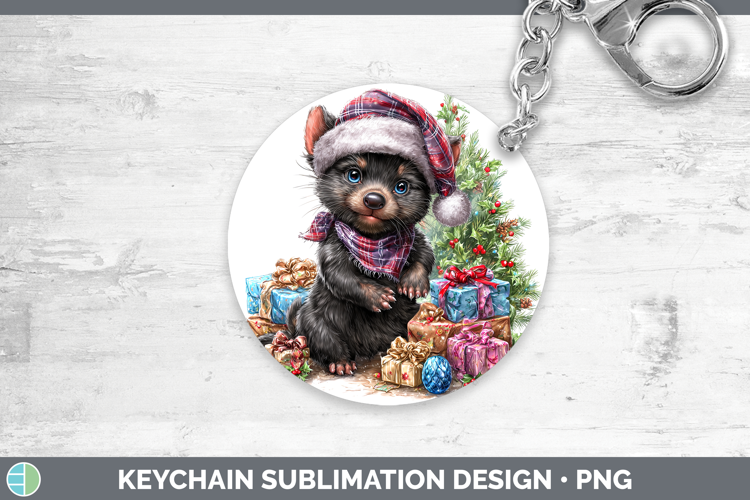 Safari Christmas Santa Tasmanian Devil Keychain Sublimation