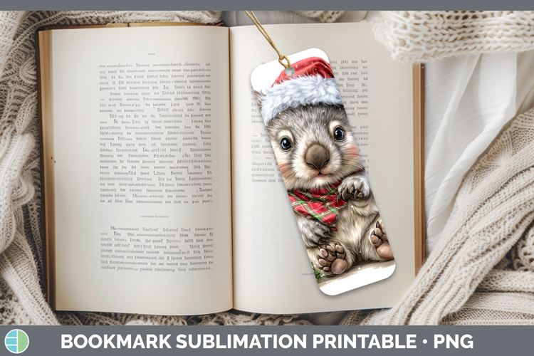 Safari Christmas Santa Wombat Bookmark Sublimation Printable