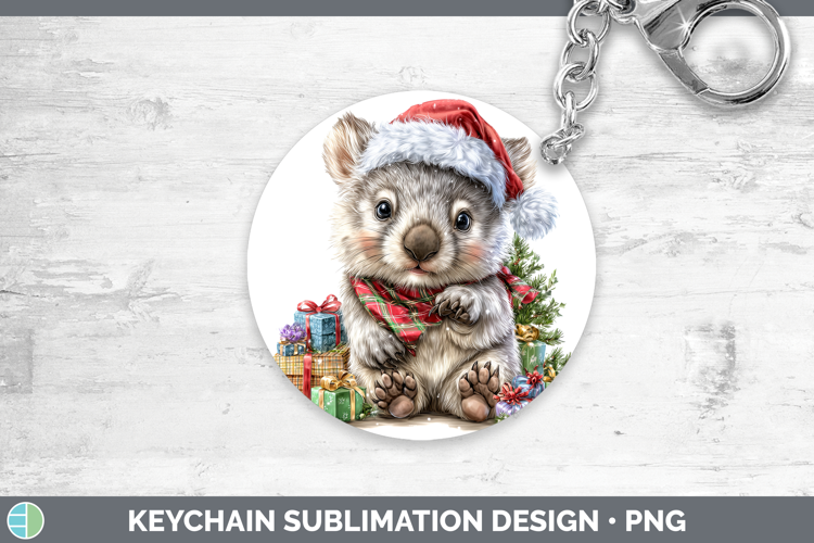 Safari Christmas Santa Wombat Keychain Sublimation Keyring D