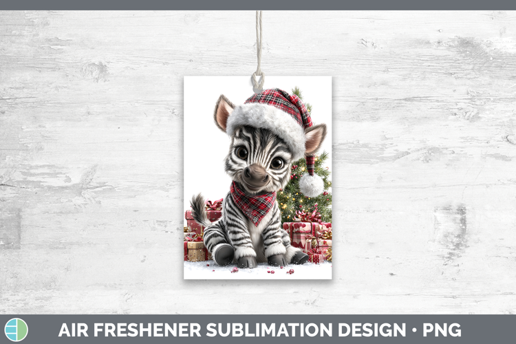 Safari Christmas Santa Zebra Air Freshener Sublimation Car F
