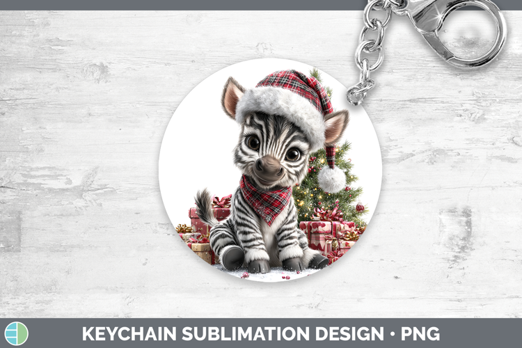 Safari Christmas Santa Zebra Keychain Sublimation Keyring De