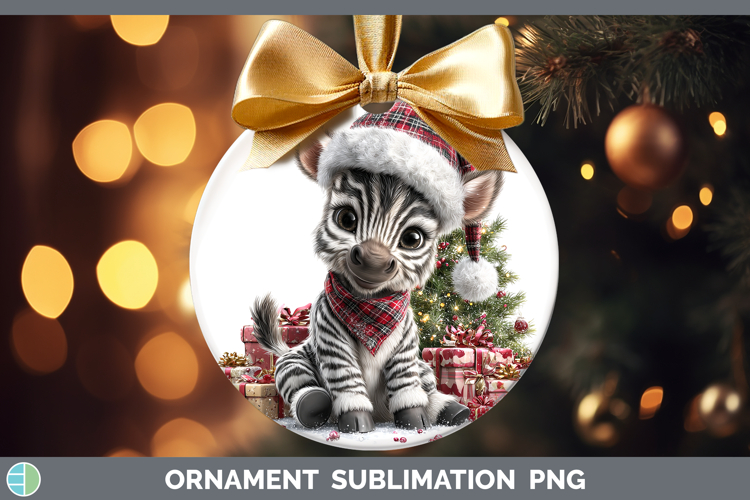 Safari Christmas Santa Zebra Ornament Sublimation Bauble Des