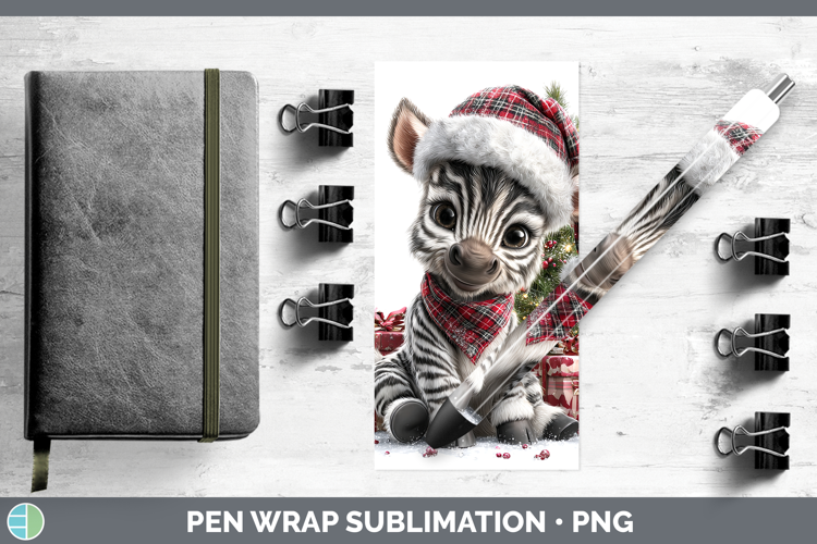 Safari Christmas Santa Zebra Pen Wrap Sublimation Pen Design