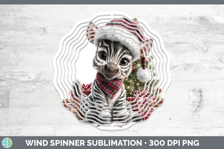Safari Christmas Santa Zebra Wind Spinner Sublimation Spinne