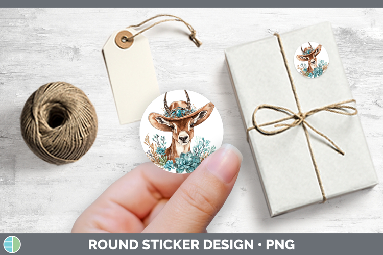 Safari Country Western Antelope Stickers | Round Labels Desi
