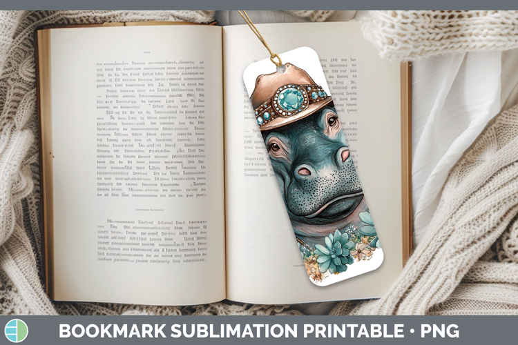 Safari Country Western Hippo Bookmark Sublimation Printable