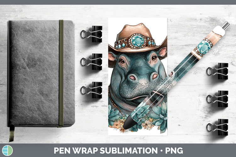 Safari Country Western Hippo Pen Wrap Sublimation Pen Design