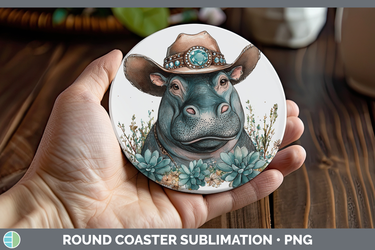 Safari Country Western Hippo Round Coaster Sublimation Coast