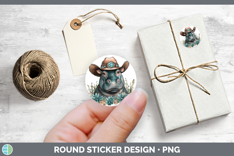 Safari Country Western Hippo Stickers | Round Labels Designs