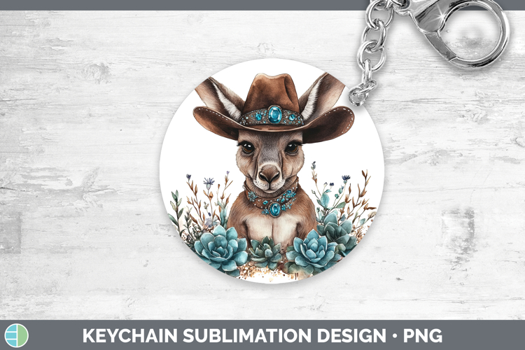 Safari Country Western Kangaroo Keychain Sublimation Keyring