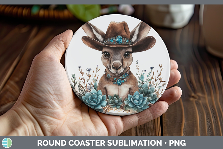 Safari Country Western Kangaroo Round Coaster Sublimation Co