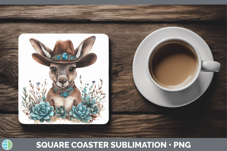 Safari Country Western Kangaroo Square Coaster Sublimation C