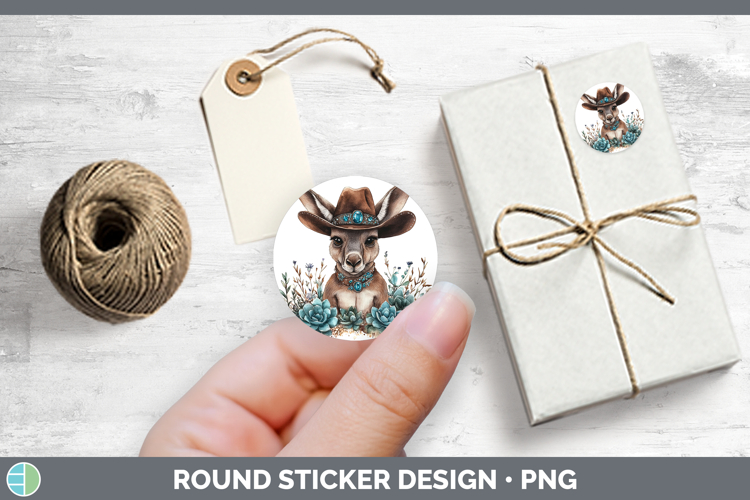 Safari Country Western Kangaroo Stickers | Round Labels Desi