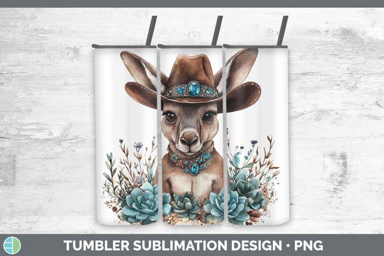 Safari Country Western Kangaroo Tumbler Sublimation 20 oz Sk