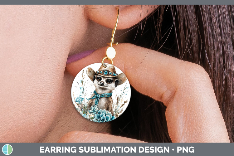 Safari Country Western Meerkat Round Earrings Sublimation Ea