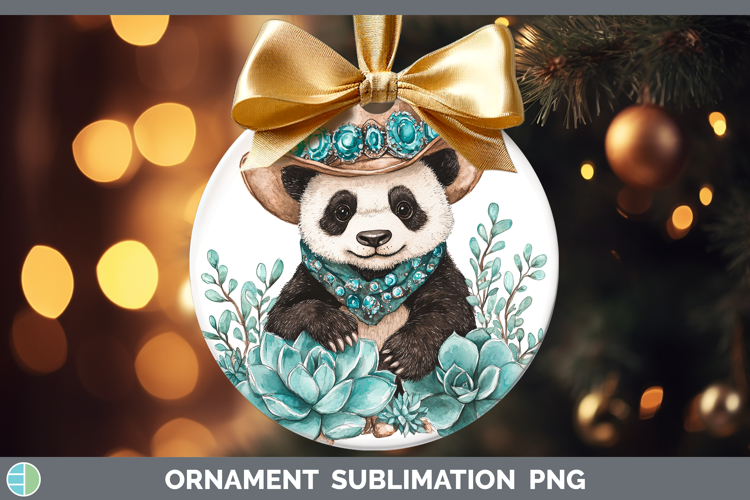Safari Country Western Panda Bear Ornament Sublimation Baubl