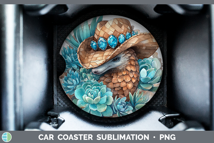 Safari Country Western Pangolin Car Coaster Sublimation Des