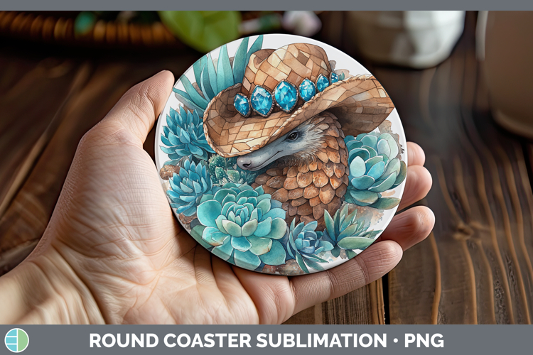 Safari Country Western Pangolin Round Coaster Sublimation Co