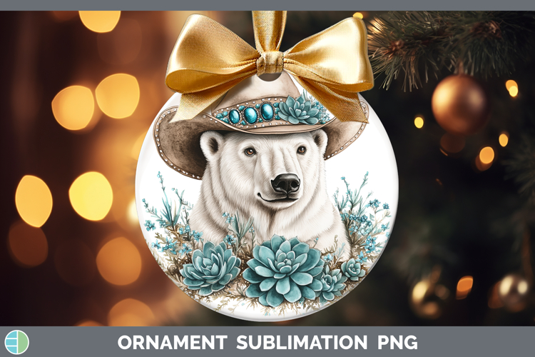 Safari Country Western Polar Bear Ornament Sublimation Baubl