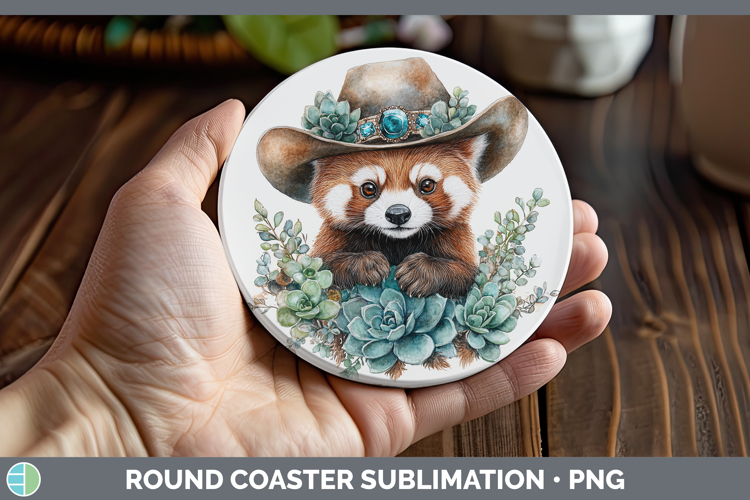 Safari Country Western Red Panda Round Coaster Sublimation C